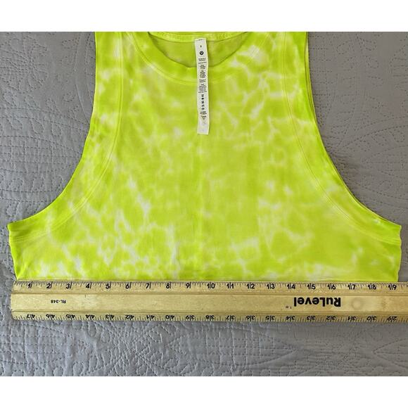 Lululemon Sz 6 To Dye For All Yours Pima Ctn Marmoleodo Tie Dye Hilight Grn Crop - Picture 8 of 10